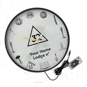 32nd Degree Scottish Rite Clock - Frame with LED - Bricks Masons