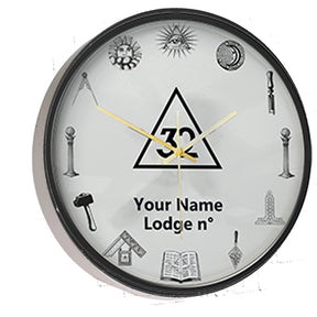 32nd Degree Scottish Rite Clock - Frame with LED - Bricks Masons