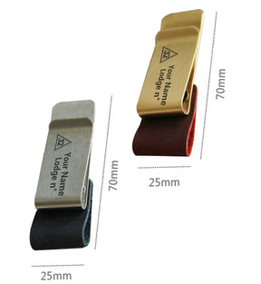 32nd Degree Scottish Rite Pen Holder - Leather Brass - Bricks Masons