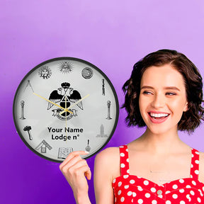 33rd Degree Scottish Rite Clock - Wings Down Frame with LED - Bricks Masons