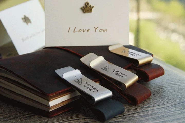 33rd Degree Scottish Rite Pen Holder - Leather Brass - Bricks Masons