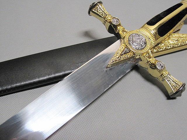 Square Compass Gold Masonic Masonic Sword Knife W/ Scabbard Gold 25.3" - Bricks Masons