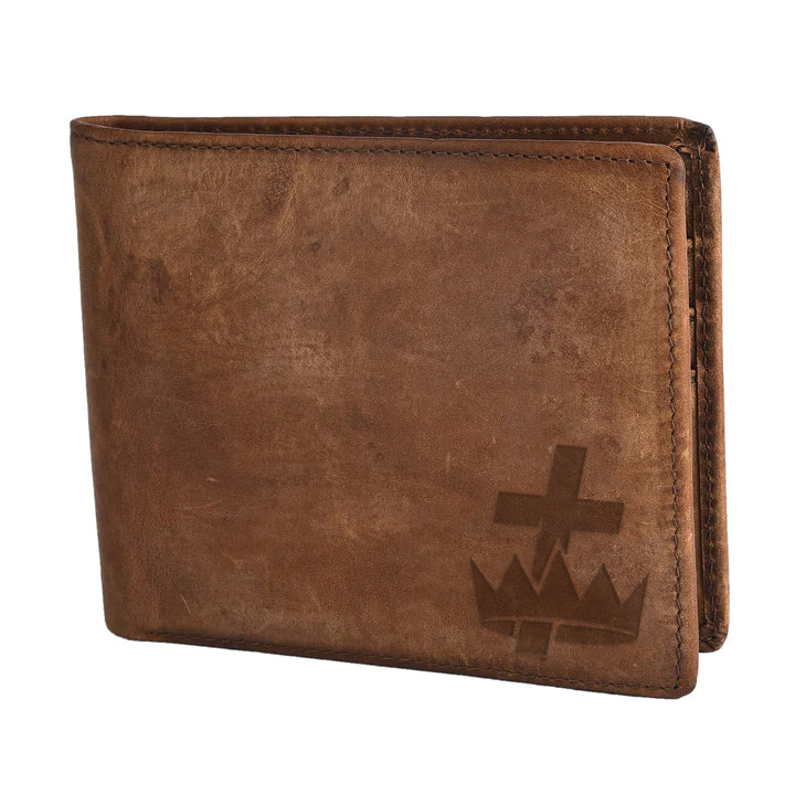 Knights Templar Commandery Commandery Wallet - Handmade Leather Light & Dark Brown - Bricks Masons