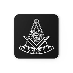 Past Master Blue Lodge California Regulation Coaster - Black & White - Bricks Masons
