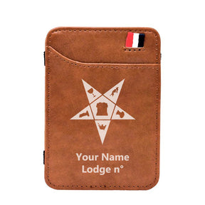 OES Wallet - Black & Brown - Bricks Masons