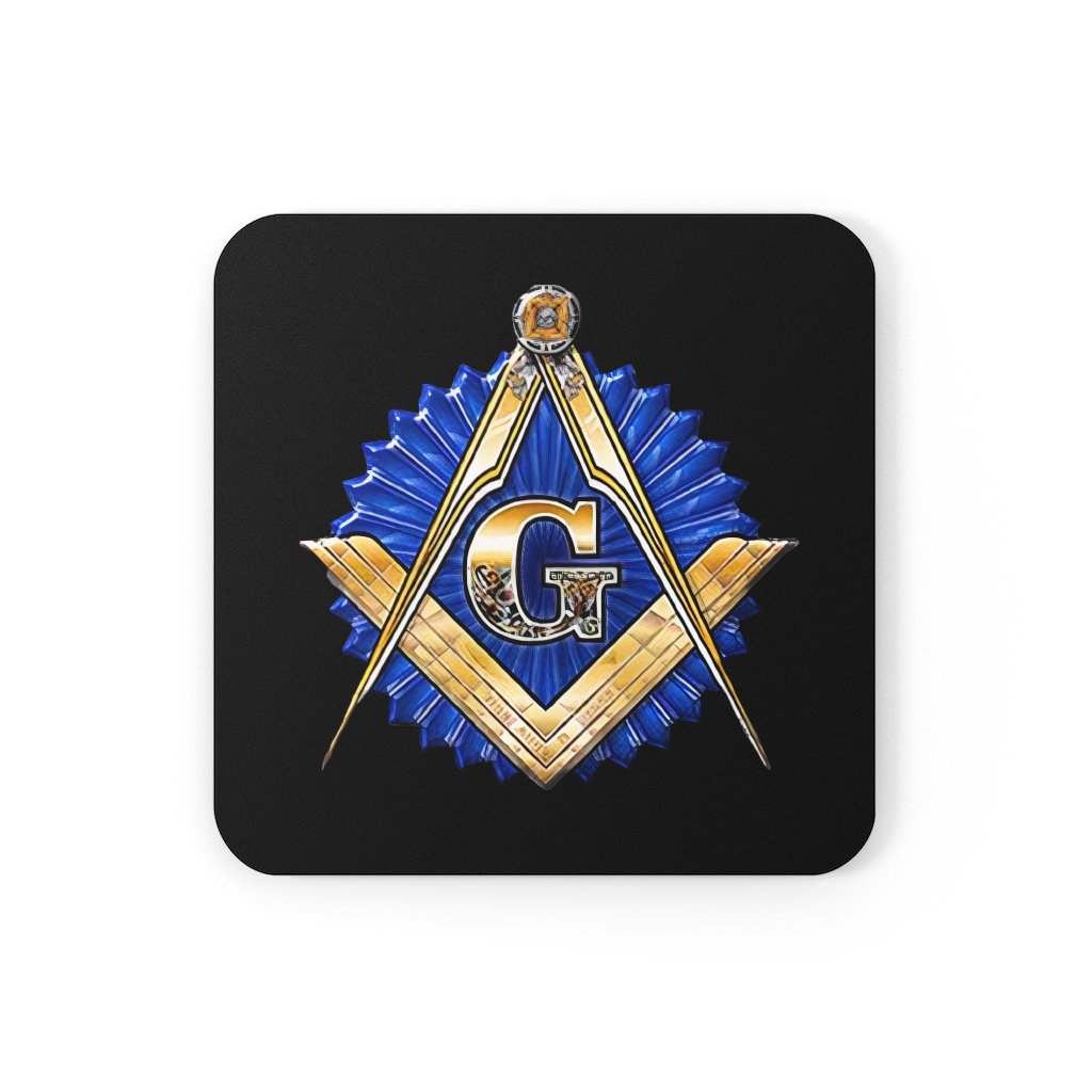 Master Mason Blue Lodge Coaster - Golden Square & Compass G - Bricks Masons