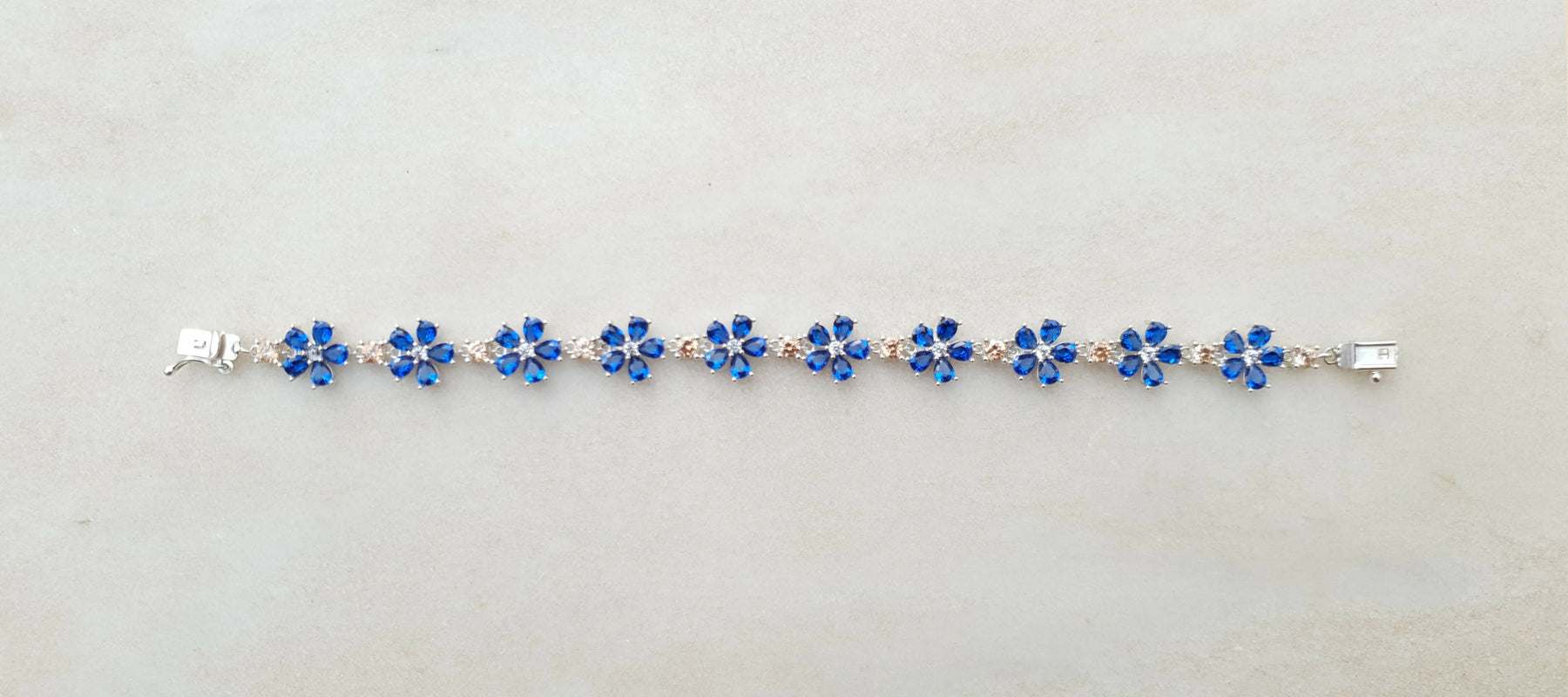Masonic Bracelet – Forget Me Not 925K Silver with Dark Blue Stones - Bricks Masons