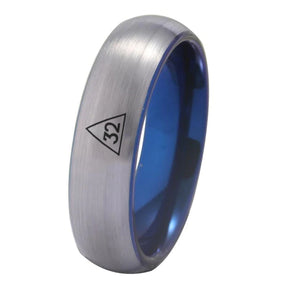 32nd Degree Scottish Rite Ring - Silver With Blue Tungsten - Bricks Masons