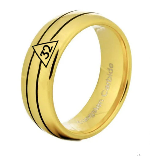 32nd Degree Scottish Rite Ring - Gold Rounded Tungsten - Bricks Masons