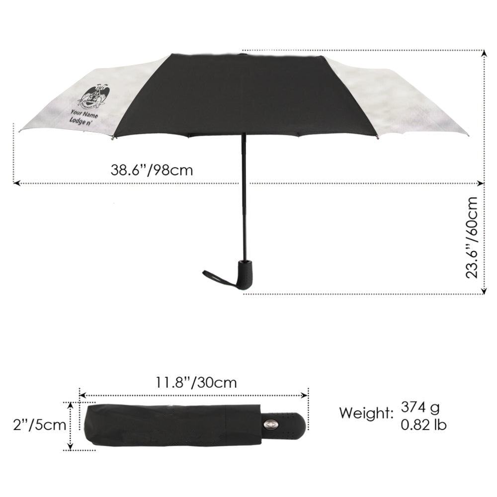 32nd Degree Scottish Rite Umbrella - Wings Down Three Folding Windproof - Bricks Masons