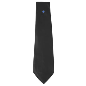 Masonic Necktie - Black With Blue Forget Me Not Symbol - Bricks Masons