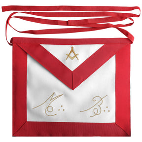 Master Mason Scottish Rite Apron - Red With Gold Square & Compass - Bricks Masons