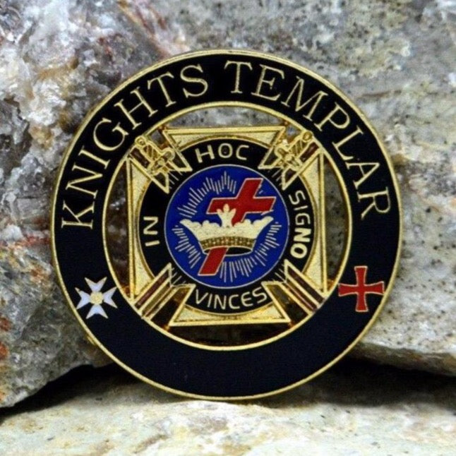 Knights Templar Commandery Lapel Pin - Black & Gold - Bricks Masons