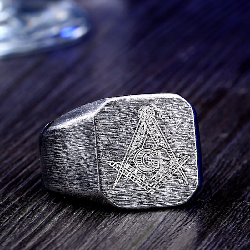 Master Mason Blue Lodge Ring - Square & Compass With G [Multiple Colors] - Bricks Masons