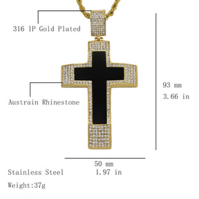 Knights Templar Commandery Necklace - Iced Out Bold Cross Pendant - Bricks Masons