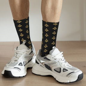 Master Mason Blue Lodge Sock - Black & Gold - Bricks Masons