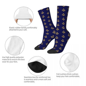 Master Mason Blue Lodge Sock - Gold & Blue - Bricks Masons