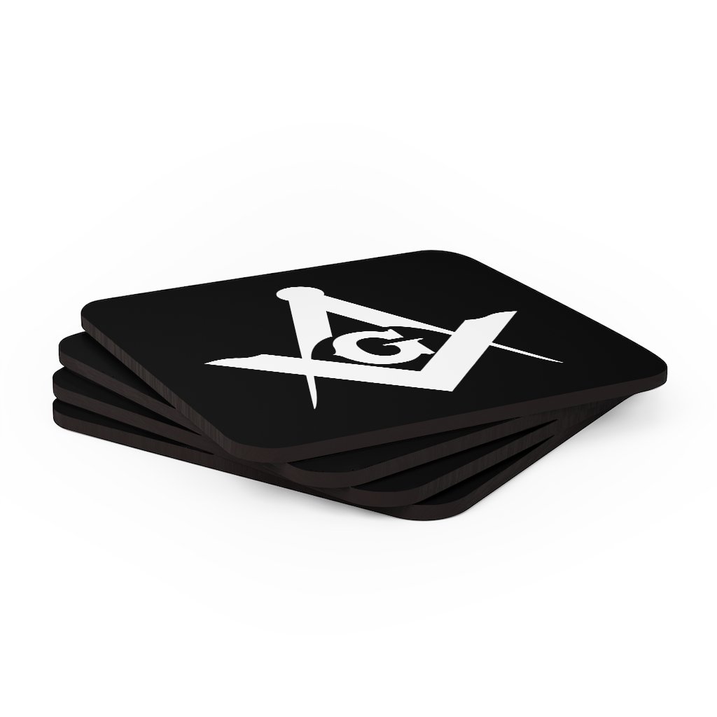 Master Mason Blue Lodge Coaster - Square & Compass G Black - Bricks Masons