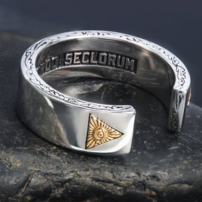 Eye Of Providence Ring - 925 Sterling Silver Novus Ordo Seclorum - Bricks Masons