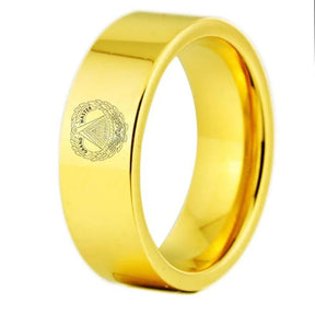 Grand Master Blue Lodge Ring - Gold Color Pipe Cut Tungsten - Bricks Masons