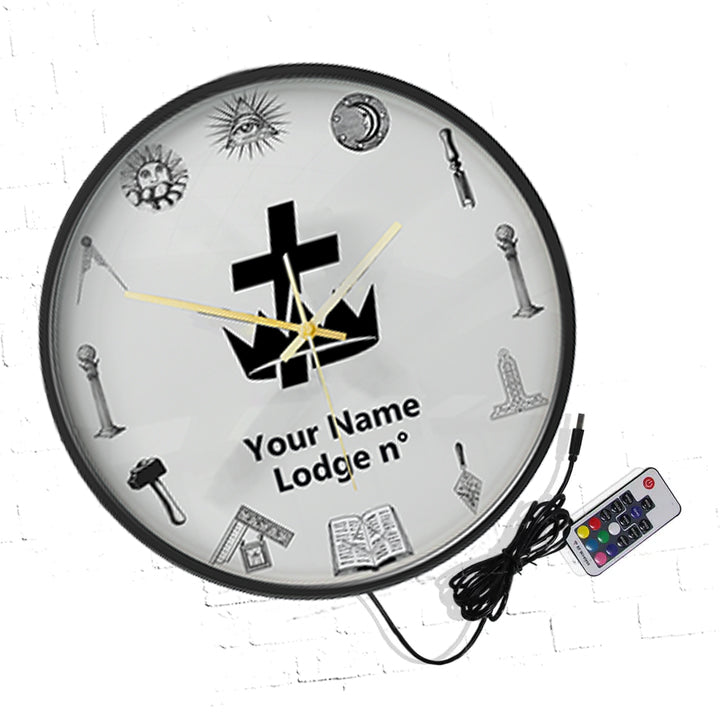 Knights Templar Commandery Clock - Frame with LED - Bricks Masons