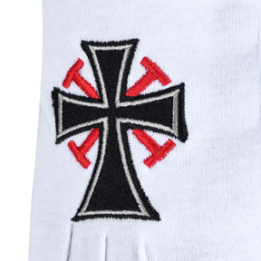 Knights Templar Commandery Gloves - Black Cross - Bricks Masons