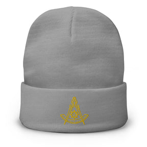 Past Master Blue Lodge California Regulation Beanie - Golden Embroidery - Bricks Masons