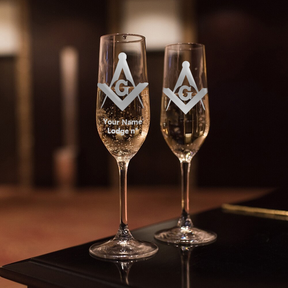Master Mason Blue Lodge Champagne Flute - 2 Pieces Set - Bricks Masons