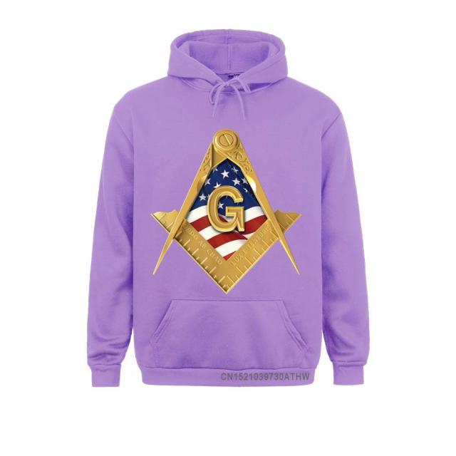 Master Mason Blue Lodge Hoodie - American USA Flag Square & Compass - Bricks Masons