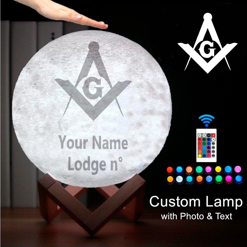 Master Mason Blue Lodge Lamp - 3D Moon Various Colors - Bricks Masons