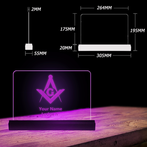 Master Mason Blue Lodge LED Sign - 3D Glowing light - Bricks Masons