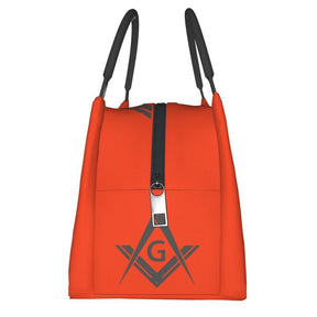Master Mason Blue Lodge Lunch Bag - Square and Compass G Red Thermal Insulated - Bricks Masons