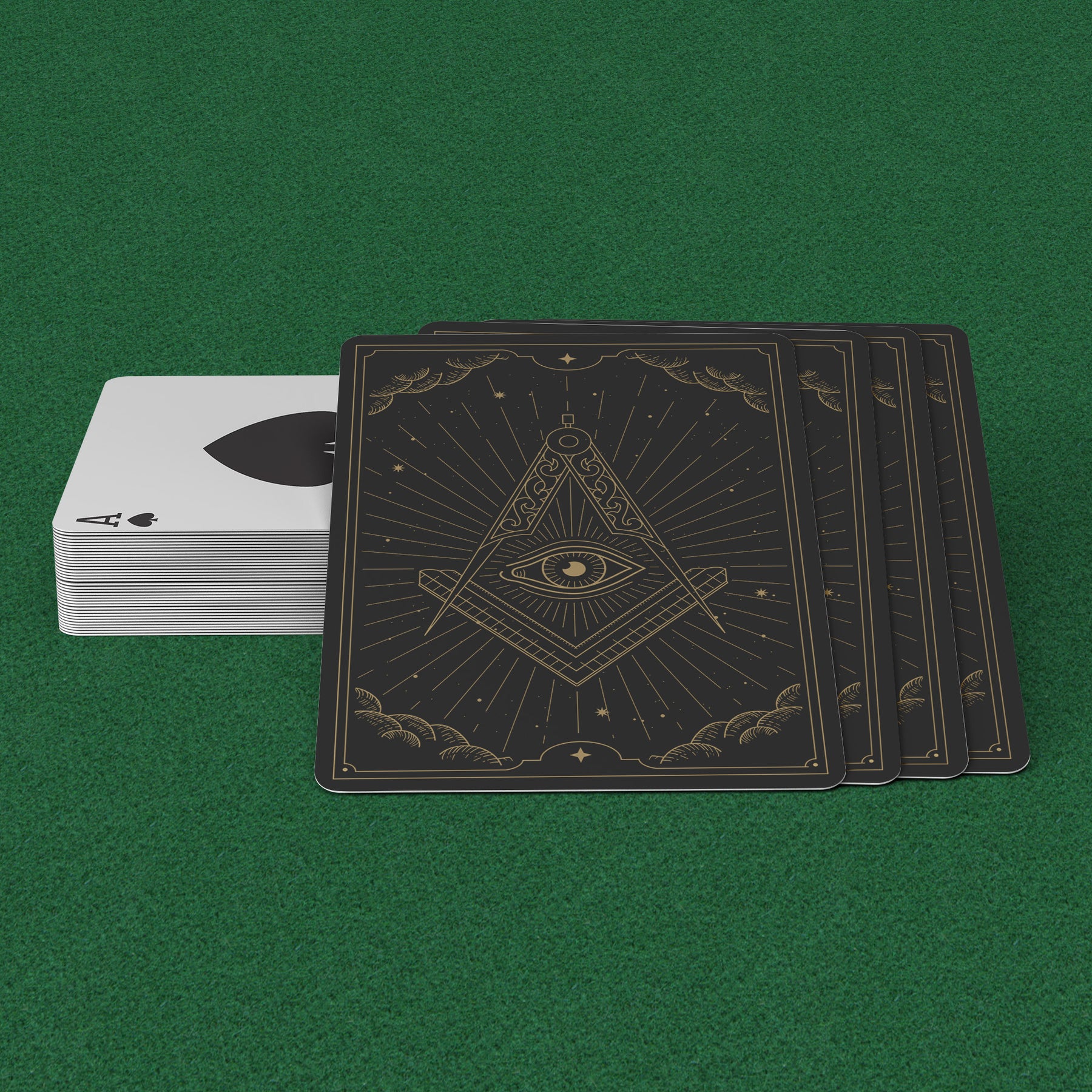 Master Mason Blue Lodge Playing Cards - Black & Gold - Bricks Masons