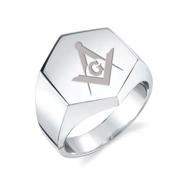 Master Mason Blue Lodge California Regulation Ring - Sterling Silver - Bricks Masons