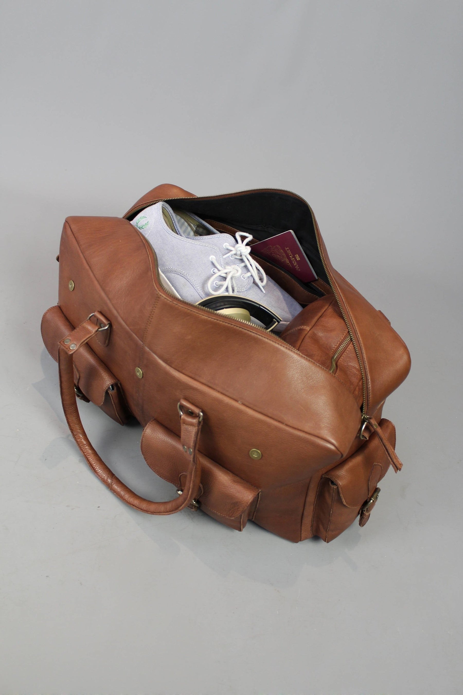 OES Travel Bag - Conker Brown Leather - Bricks Masons