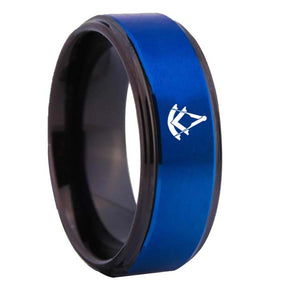 Past Master Blue Lodge Ring - Blue Tungsten - Bricks Masons