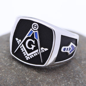 Master Mason Blue Lodge Ring - Plumb Trowel Sterling Silver - Bricks Masons