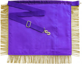 Past Illustrious Master Council Apron - Purple Hand Embroidery & Fringe Tassels - Bricks Masons