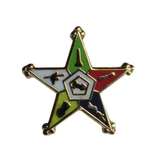 OES Lapel Pin - Colorful Star - Bricks Masons